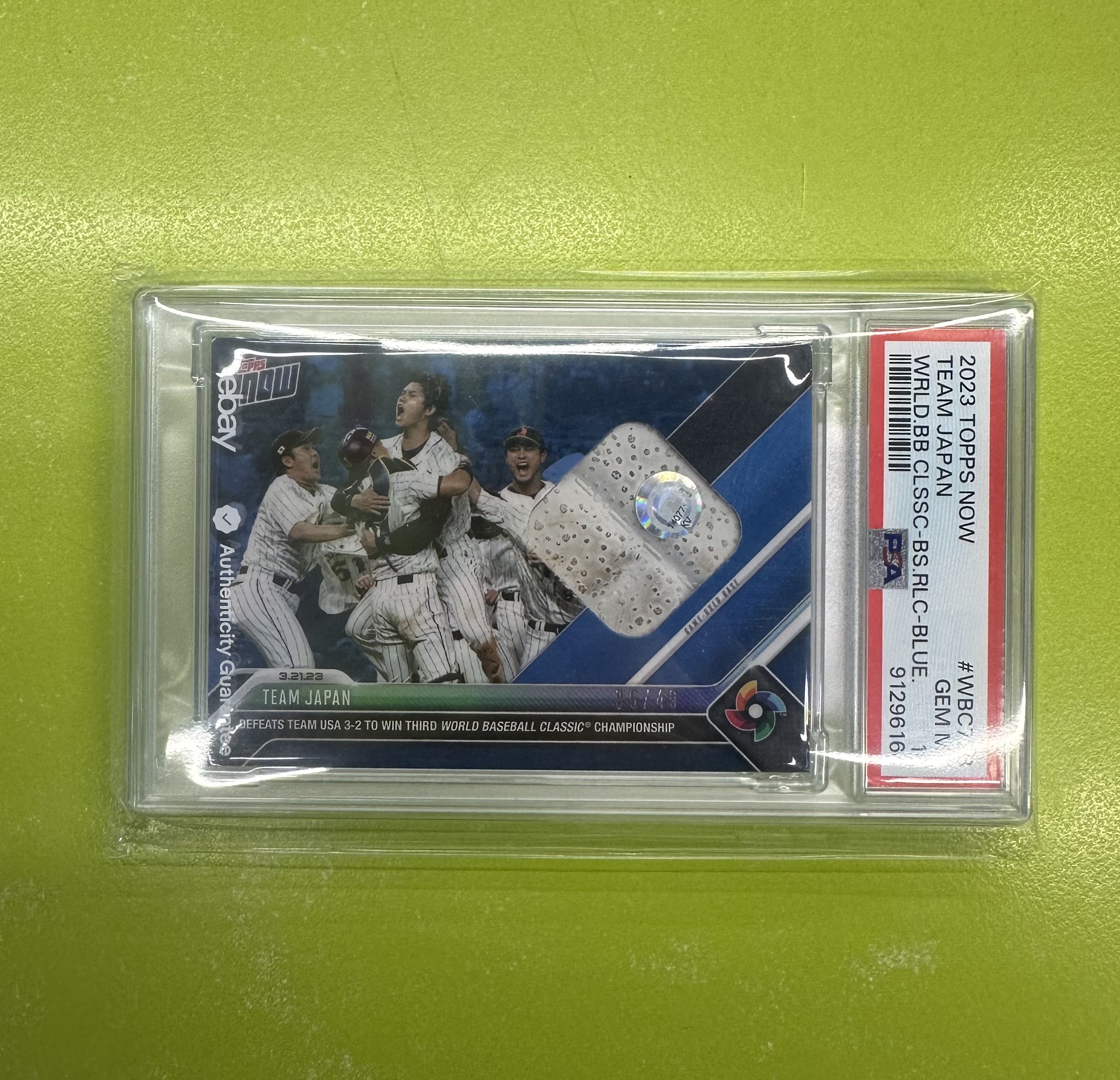 2023 TOPPS NOW WBC WINNER TEAM JAPAN Relic PSA 10 대표 이미지