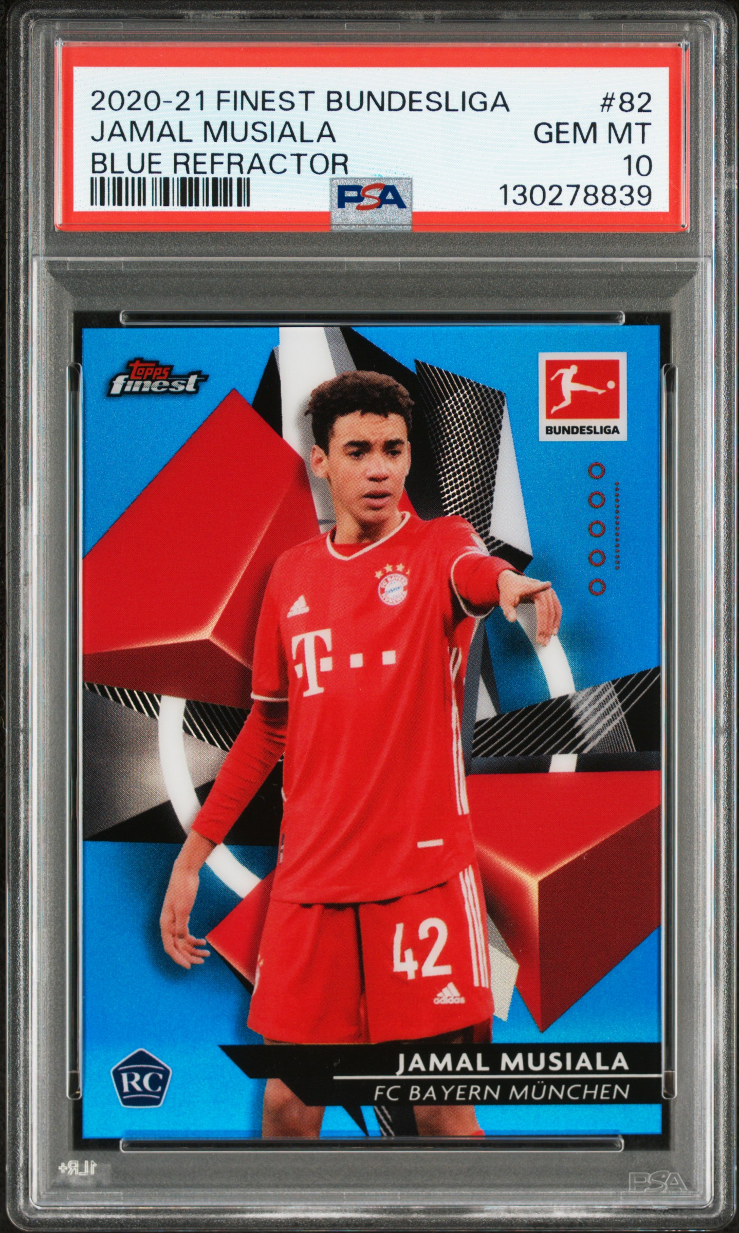2020-21 Finest Bundesliga Jamal Musiala Blue Refractor PSA10 대표 이미지