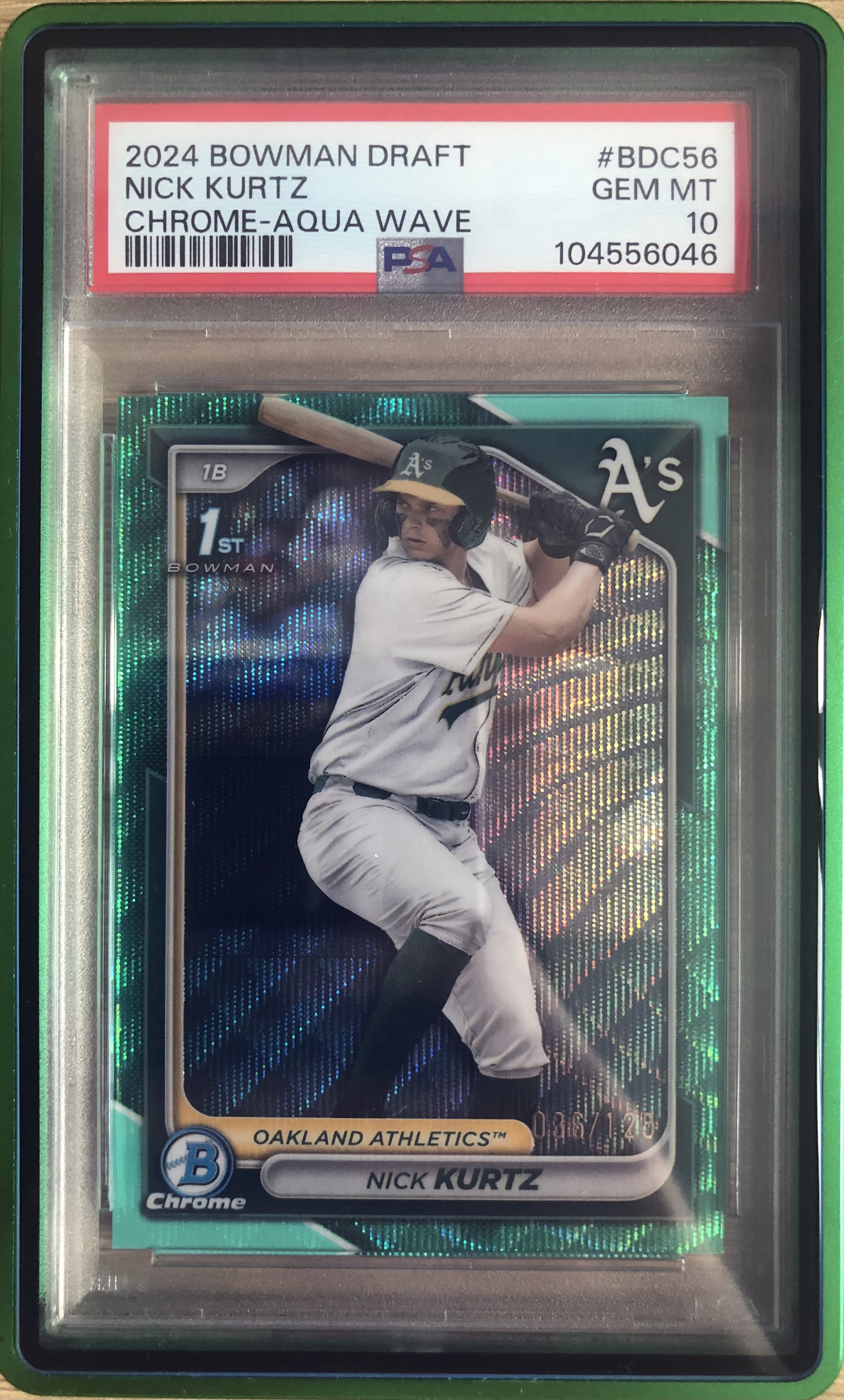 Nick Kurtz Bowman Draft 1st Aqua Wave /125 PSA10 대표 이미지