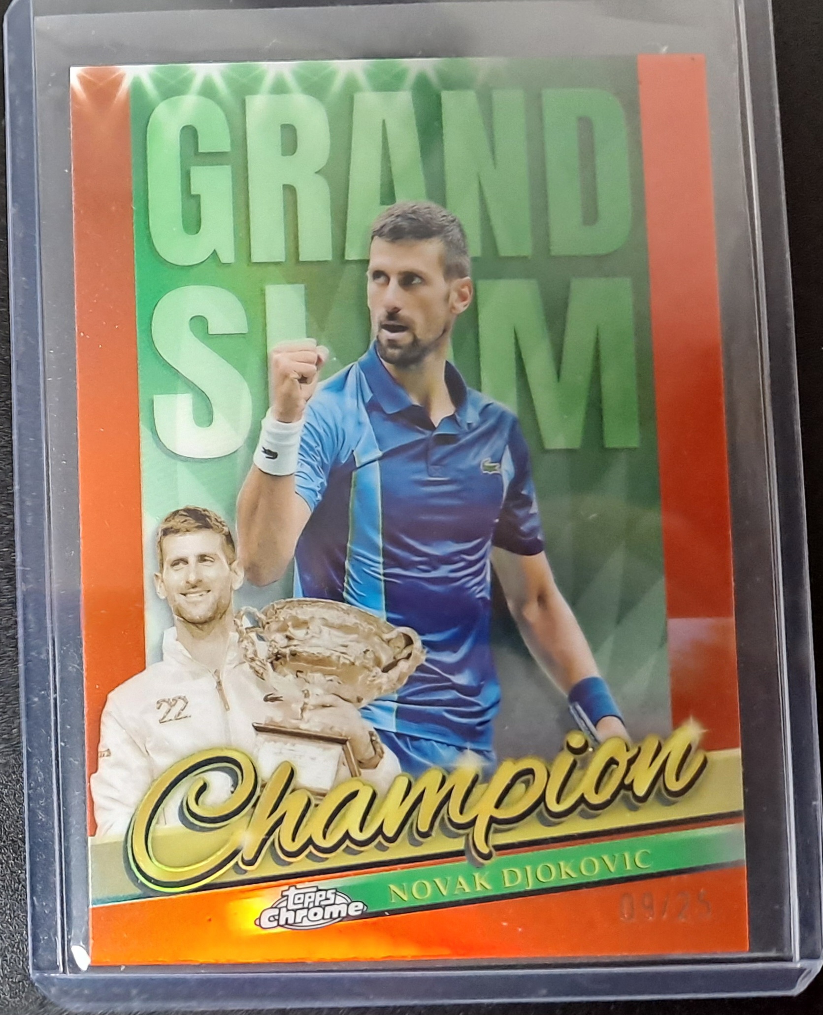 Topps Chrome Tennis Novak Djokovic Grand Slam Champions Orange Refractor /25