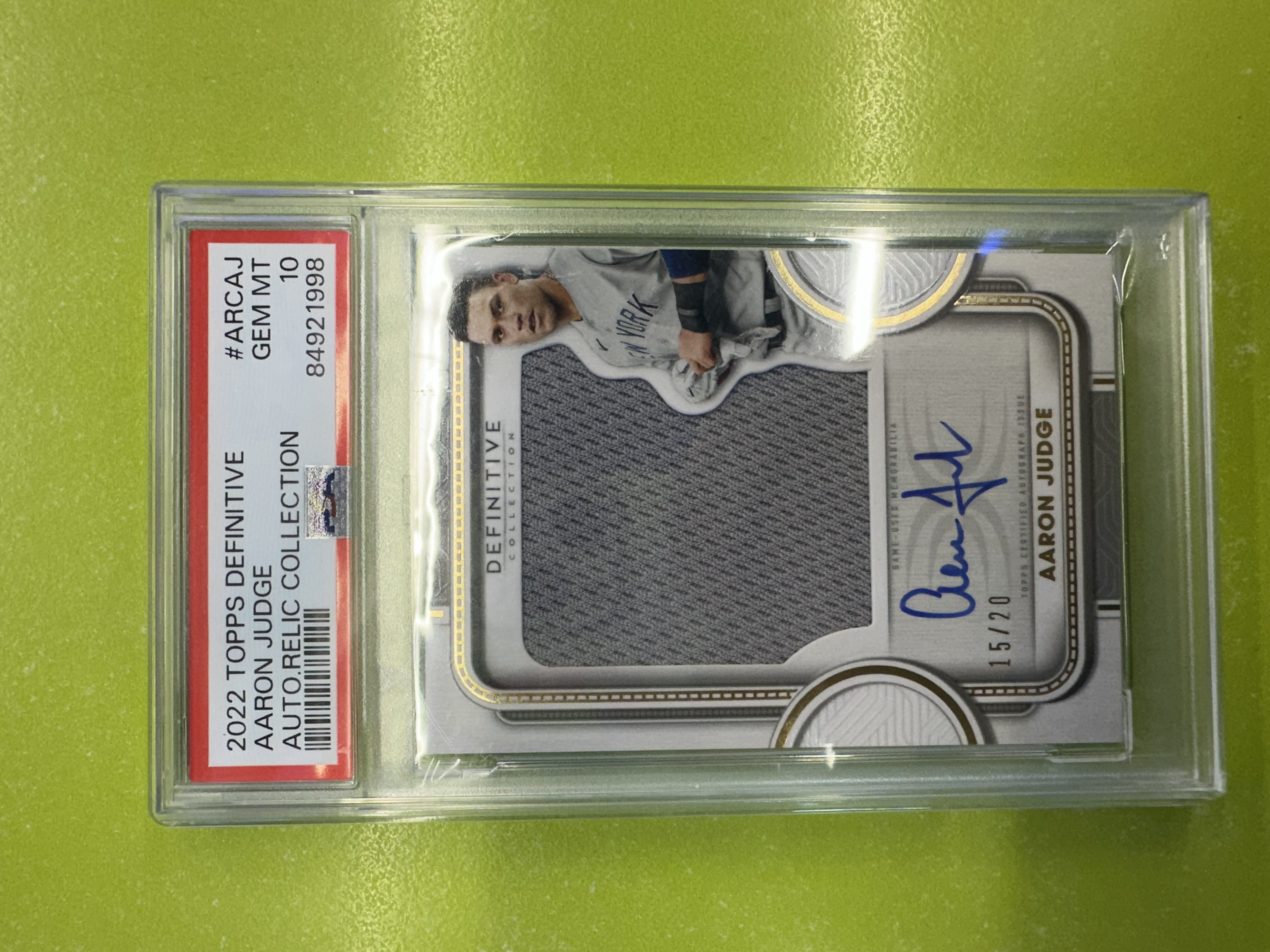 2022 TOPPS DEFINITIVE Aaron Judge /20 AUTO PSA 10 대표 이미지