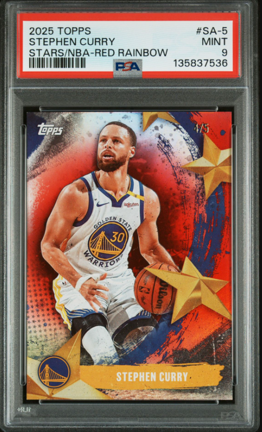 2025 TOPPS STEPHEN CURRY STARS OF MLB RED 5한정 PSA9 대표 이미지